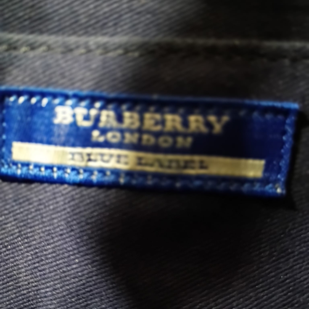 Burberry Blue and Tan Checkered Tote - Picture 4 of 6